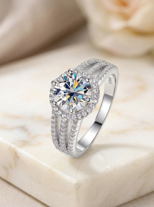 Anillo Corona de Luz de Moissanita 3CT