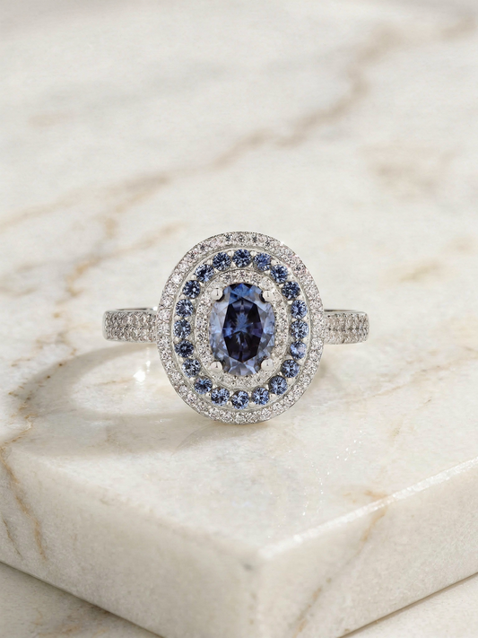 Anillo Zafiro Celestial de Moissanita