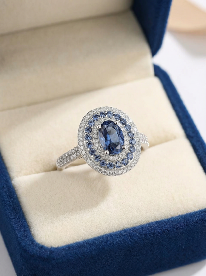 Anillo Zafiro Celestial de Moissanita