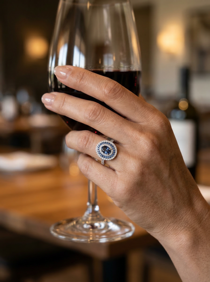 Anillo Zafiro Celestial de Moissanita